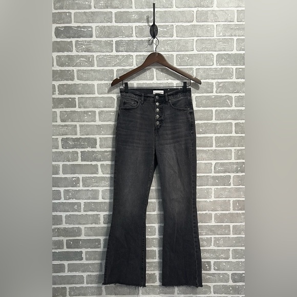 LOFT | HIGH WAIST | SANDAL FLARE | BUTTON FLY | WOMENS SIZE 25 | FRAYED HEM - Picture 1 of 10